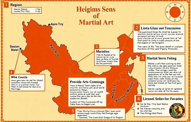 Anise Spectacle Warrior map showing different regions with their respective martial arts styles
