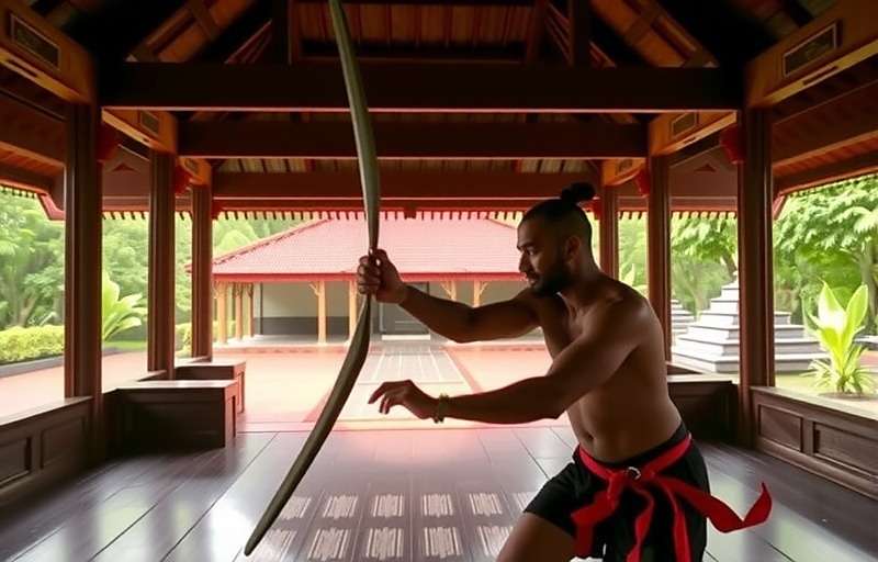 Anise Spectacle Warrior gameplay showing a warrior practicing Kalaripayattu in a Kerala temple setting