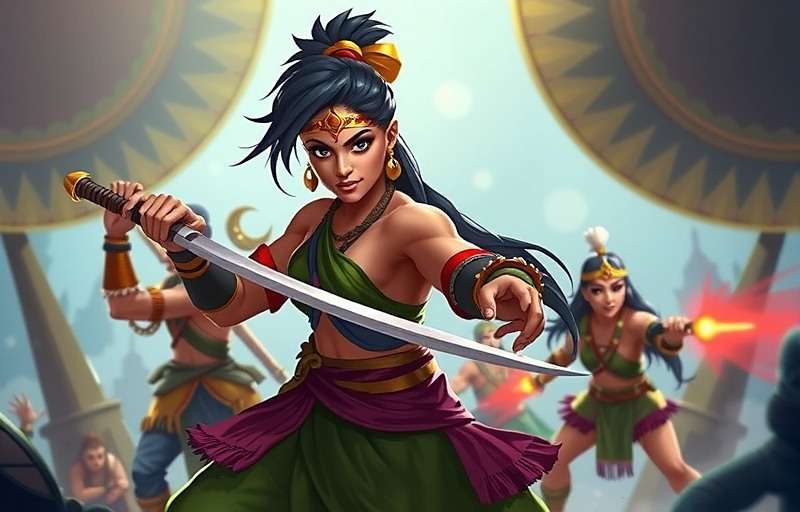 Anise Spectacle Warrior game cover featuring diverse Indian warriors in traditional combat stances
